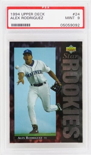 Alex Rodriguez (Seattle Mariners) 1994 Upper Deck Baseball #24 RC Rookie Card – PSA 9 MINT