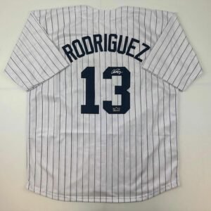 Facsimile Autographed Alex Rodriguez A-Rod New York Pinstripe Reprint Laser Auto Baseball Jersey Size Men’s XL