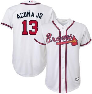 Outerstuff Ronald Acuna Jr. Atlanta Braves MLB Boys Youth 8-20 Player Jersey (White Home, Youth Small 8)