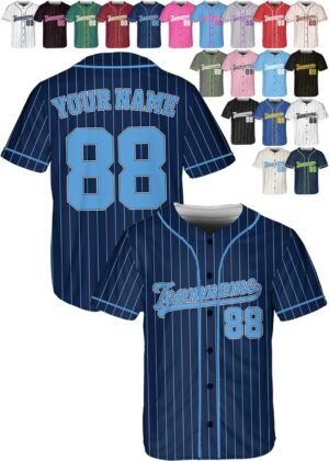 Custom Stripe Baseball Jerseys – Personalized Pinstripe Softball Shirt – Customized Sport Uniform for Men Women Adult Youth