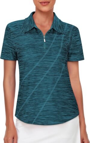 Viracy 1/4 Zip Up Womens Golf Polo Shirts Short Sleeve Moisture Wicking Workout Tops