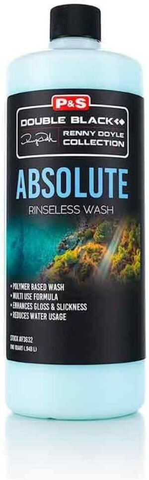 P&S Professional Detail Products Absolute Rinseless Wash – Premium Soap Alternative, Emulsifies Dirt, Softens Water, Safe on Paint, Coatings, Wraps, PPF & Interior Surfaces – 1 Quart