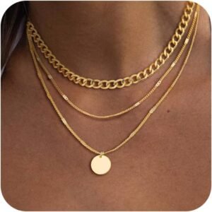 Layered Gold Necklaces for Women, Stackable Dainty 14K Real Gold Plated/Silver Chain Necklace Layering Beach Cute Fashion Pendant Choker Necklaces Trendy Jewelry Set Gifts for Women Teen Girls