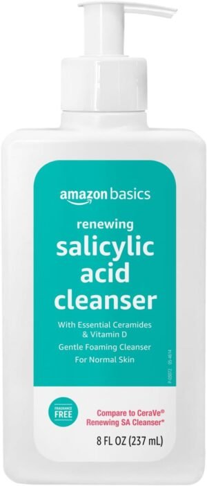 Amazon Basics Cleanser Face Wash – Renewing Salicylic Acid with Ceramides & Vitamin D, 8 fl oz, 1-Pack