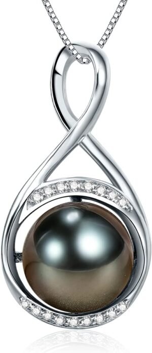 Gifts for Women Mom-Wedding-Anniversary-Wife-Jewelry-Tahitian -Black-Pearl-Necklace for Women Birthday for Womens Her Girlfriend Valentines Day Mothers Day Christmas Gifts for Wife Mom