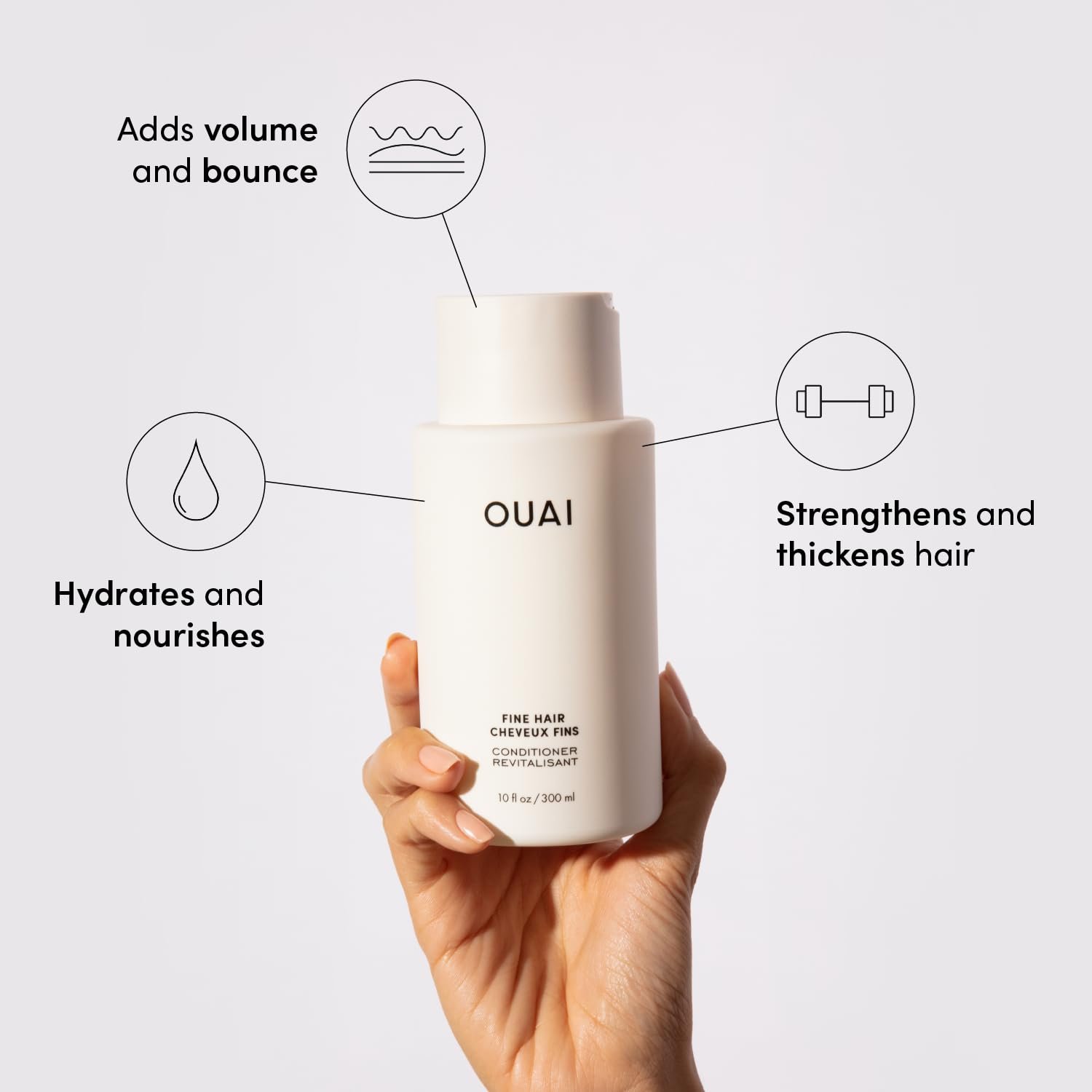OUAI Fine Shampoo and Conditioner Set - Sulfate Free Shampoo and Conditioner for Fine Hair - Made with Keratin, Marshmallow Root, Shea Butter & Avocado Oil - Free of Parabens & Phthalates (10 Fl Oz) - Image 4
