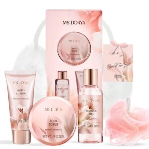 Birthday Gifts for Women Mom, Spa Gift Baskets for Her Wife,- 5 Pcs Relaxing Self Care Gifts Set with Body Lotion & Plush Earmuffs, Ideal Mothers Day Christmas Gifts for Women, Wife, Mom, Girlfriend