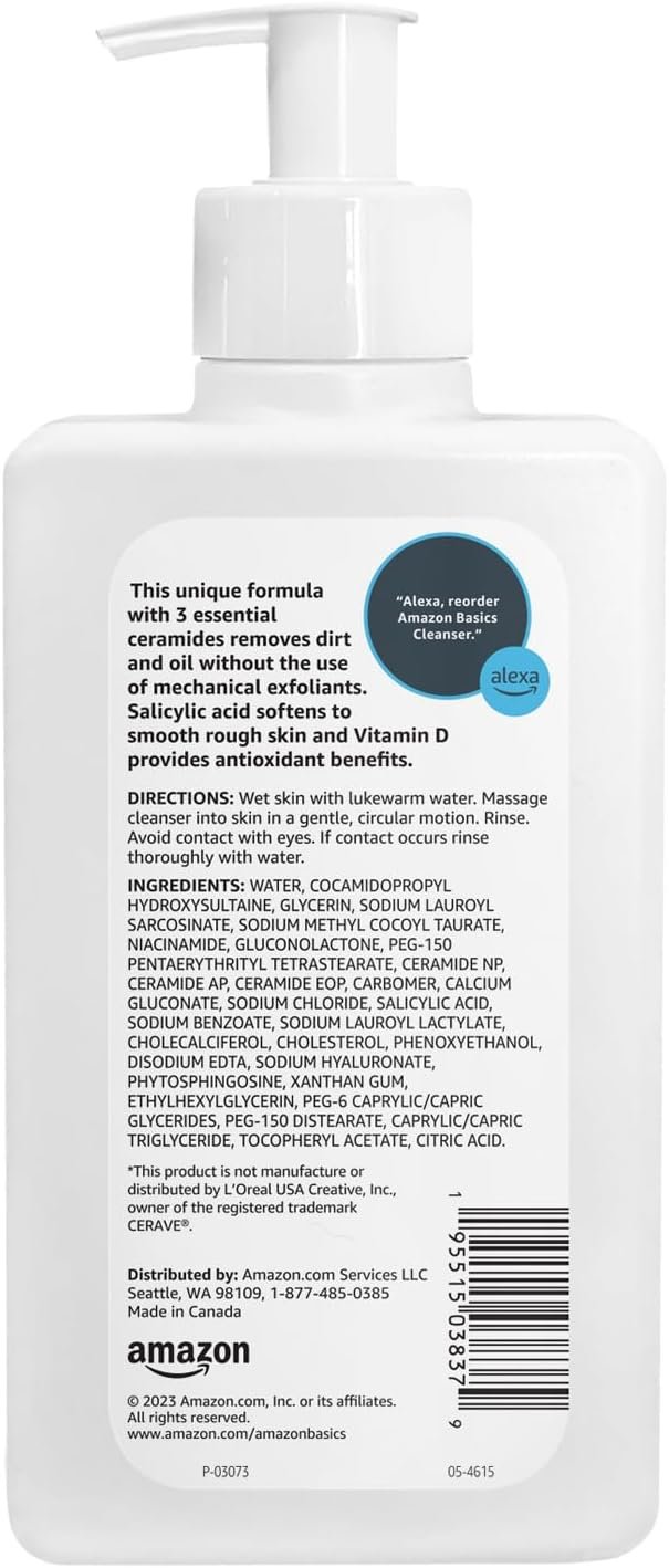 Amazon Basics Cleanser Face Wash - Renewing Salicylic Acid with Ceramides & Vitamin D, 8 fl oz, 1-Pack - Image 3