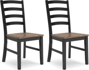 Signature Design by Ashley Wildenauer Rustic Armless Dining Chair, Set of 2, Black & Light Brown