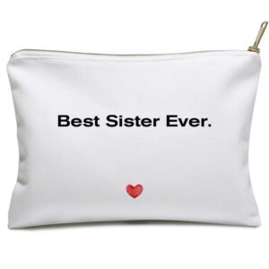 Cosmetic Case, Best Sister Ever, Linen Toiletry Bag, Pouch, Double Printing Kiwi Fruit, Purses, Meaningful Graduation Gift for Soul Sister.