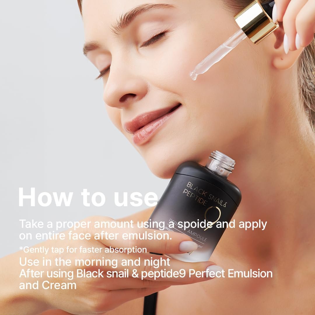 Farmstay Black Snail & Peptide9 Perfect Ampoule, Korean Snail Mucin Serum for Elastic & Glow Skin, Boosting Radiance & Repairing Skin Barrier Serum, for Women & Men, Korean Skin Care, 1.18 Fl. Oz. - Image 6