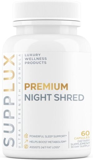 PREMIUM Night Shred – Bed Time Weight Loss Pills for Women & Fat Burner for Men – Sleep Aid, Appetite Suppressant, Metabolism Booster | 16 Research Backed Ingredients for Sleep, Relaxing – 60 Capsules