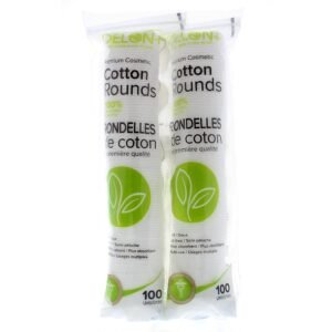 Delon Premium Dual-Sided Cotton Rounds, 100 Count (Pack of 1) – Lint-Free, Hypoallergenic, 100% Cotton Pads for Makeup, Skincare & Nails – Made in Canada