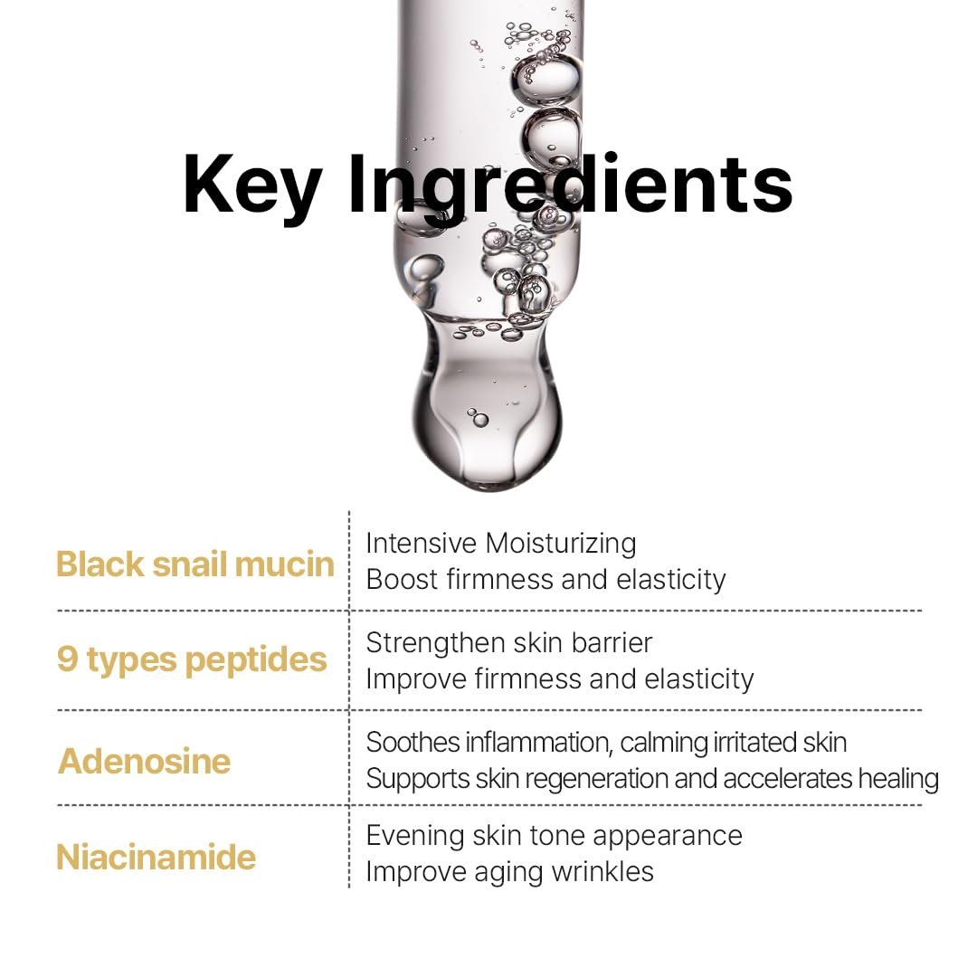 Farmstay Black Snail & Peptide9 Perfect Ampoule, Korean Snail Mucin Serum for Elastic & Glow Skin, Boosting Radiance & Repairing Skin Barrier Serum, for Women & Men, Korean Skin Care, 1.18 Fl. Oz. - Image 5