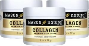 MASON NATURAL Collagen Premium Skin Cream – Anti Aging Face and Body Moisturizer, Intense Skin Hydration and Firmness, Pear Scent, Paraben Free, 2 OZ (3-Pack)