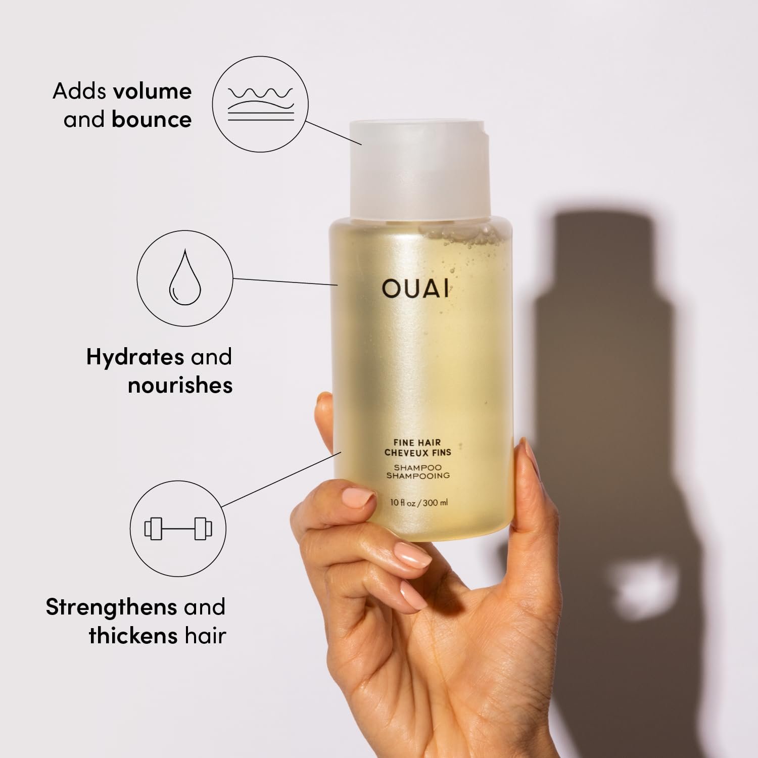 OUAI Fine Shampoo and Conditioner Set - Sulfate Free Shampoo and Conditioner for Fine Hair - Made with Keratin, Marshmallow Root, Shea Butter & Avocado Oil - Free of Parabens & Phthalates (10 Fl Oz) - Image 2