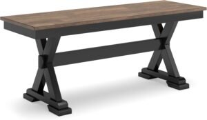Signature Design by Ashley Wildenauer Farmhouse 50″ Dining Bench, Dark Brown & Black