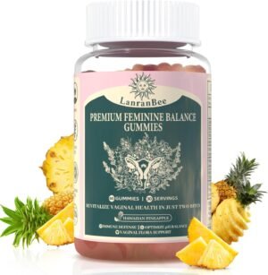 Premium Feminine Balance Gummies – for Women’s Health & Wellness – Immune Support – Vegan, Gluten-Free & Halal – Hawaiian Pineapple – 60 Gummies – 30 Servings (1)