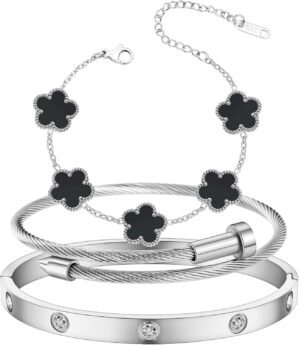 Gold Bracelets for Women 18K Gold Plated Love Friendship Bracelet With Cubic Zirconia Cuff Bangle Jewelry Set Witness the Gift of Love