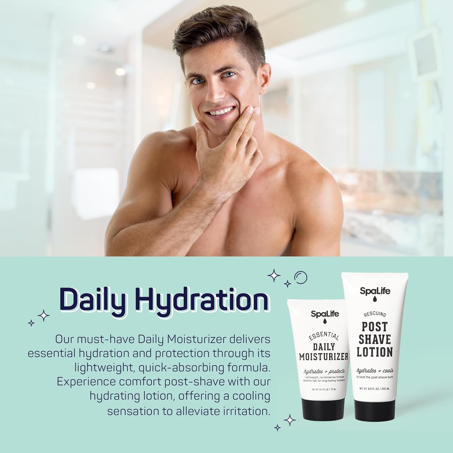 SpaLife 7-Piece Bath and Body Men Grooming Gift Set - 2-in-1 Shampoo & Conditioner, Body Wash, Daily Moisturizer, Post-Shave Lotion, Bath Sponge & Foot Stone for Luxurious At-Home Spa - Image 7