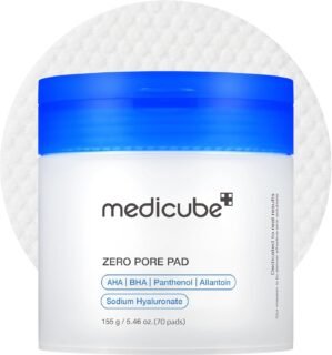 Medicube Zero Pore Pads 2.0, Dual-Textured Facial Toner Pads for Exfoliation and Pore Care with 4.5% AHA Lactic Acid & 0.45% BHA Salicylic Acid, Ideal for All Skin Types, Korean Skin Care (70 units)
