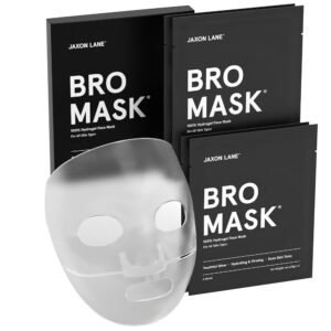 BRO MASK Korean Face Mask for Men: Premium Mens Face Mask Skin Care & Facial Anti Aging Sheet Masks with Hydrogel, Vitamin C & E, Hydrating Hyaluronic Acid & Hydrolyzed Collagen (4 Pack)