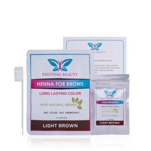 Light Brown Eyebrow Henna Tint for Eyebrow Color- Professional Henna Brow Kit Including Use Instructions and Mixing Bowl 3x 1g Packets Brow Dye by Existing Beauty