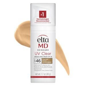 EltaMD UV Clear Tinted Face Sunscreen, SPF 46 Oil- Free Tinted Sunscreen with Zinc Oxide, Dermatologist Recommended Sunscreen, 1.7 oz Pump