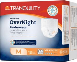 Tranquility Premium OverNight Disposable Absorbent Underwear (72 Count) – M, 34-48 in. Waist – Maximum Absorbency, All-Night Sleep, Breathable Comfort, 72 Adult Diapers