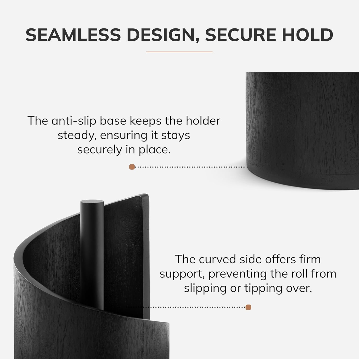 Anji Mountain Paper Towel Holder Countertop with Mango Wood Round Base and Iron Holder,Holder Stand for Kitchen Roll Organize,Wooden Paper Towel Holder for Kitchen Dining Table Home Decor - Image 4