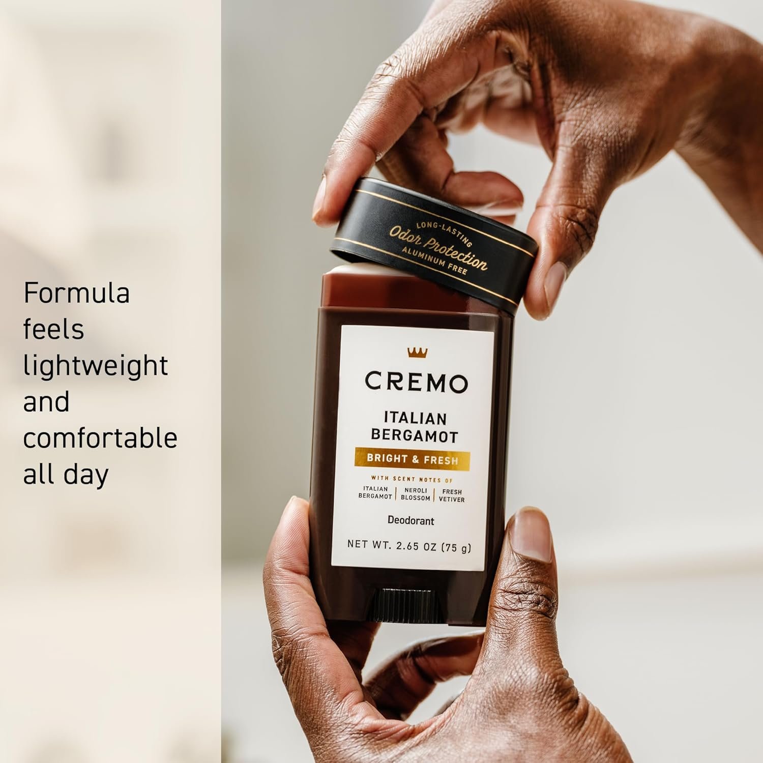 Cremo Italian Bergamot Aluminum Free Deodorant for Men, 48-hour Long Lasting Odor Protection, 2.65oz - Image 4