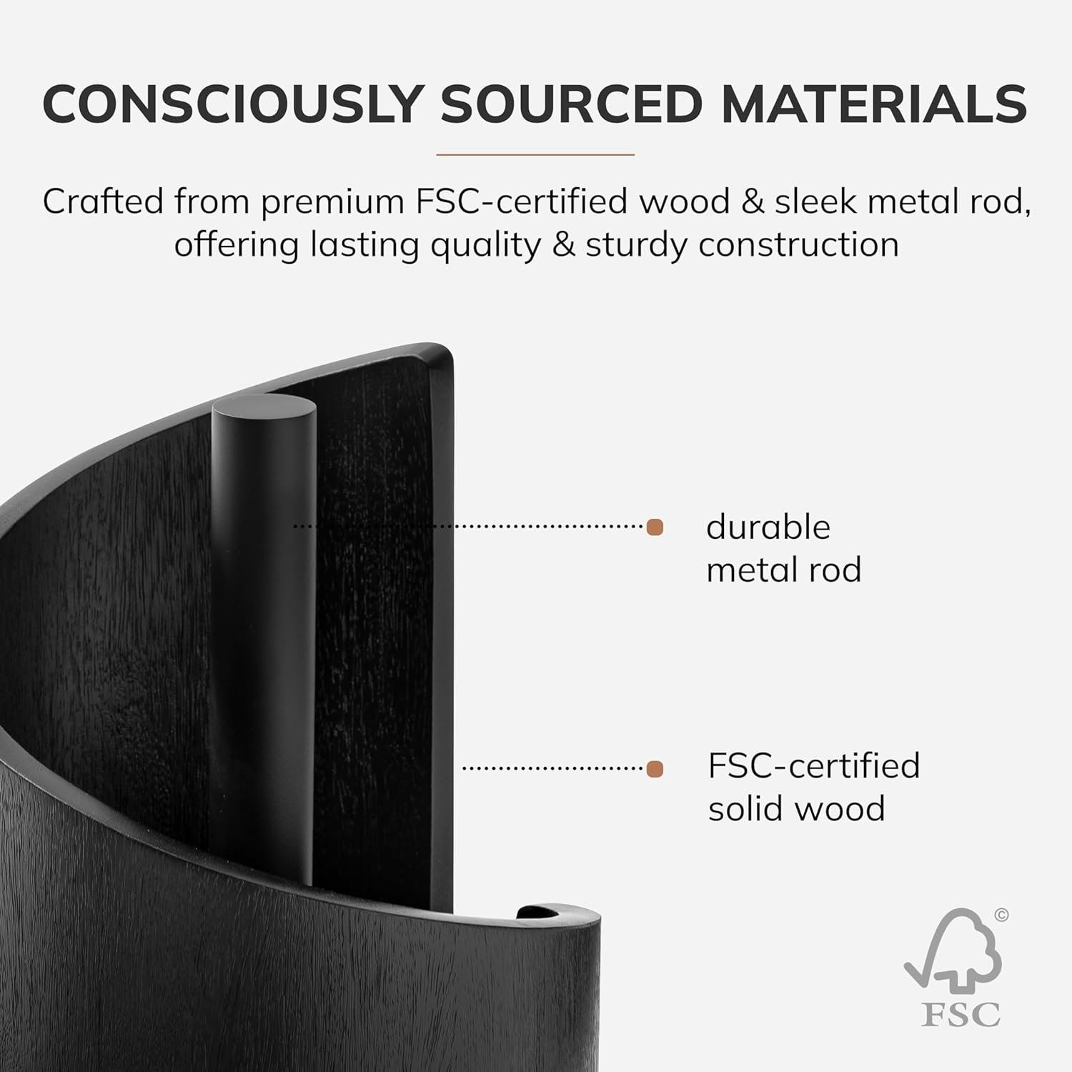 Anji Mountain Paper Towel Holder Countertop with Mango Wood Round Base and Iron Holder,Holder Stand for Kitchen Roll Organize,Wooden Paper Towel Holder for Kitchen Dining Table Home Decor - Image 3