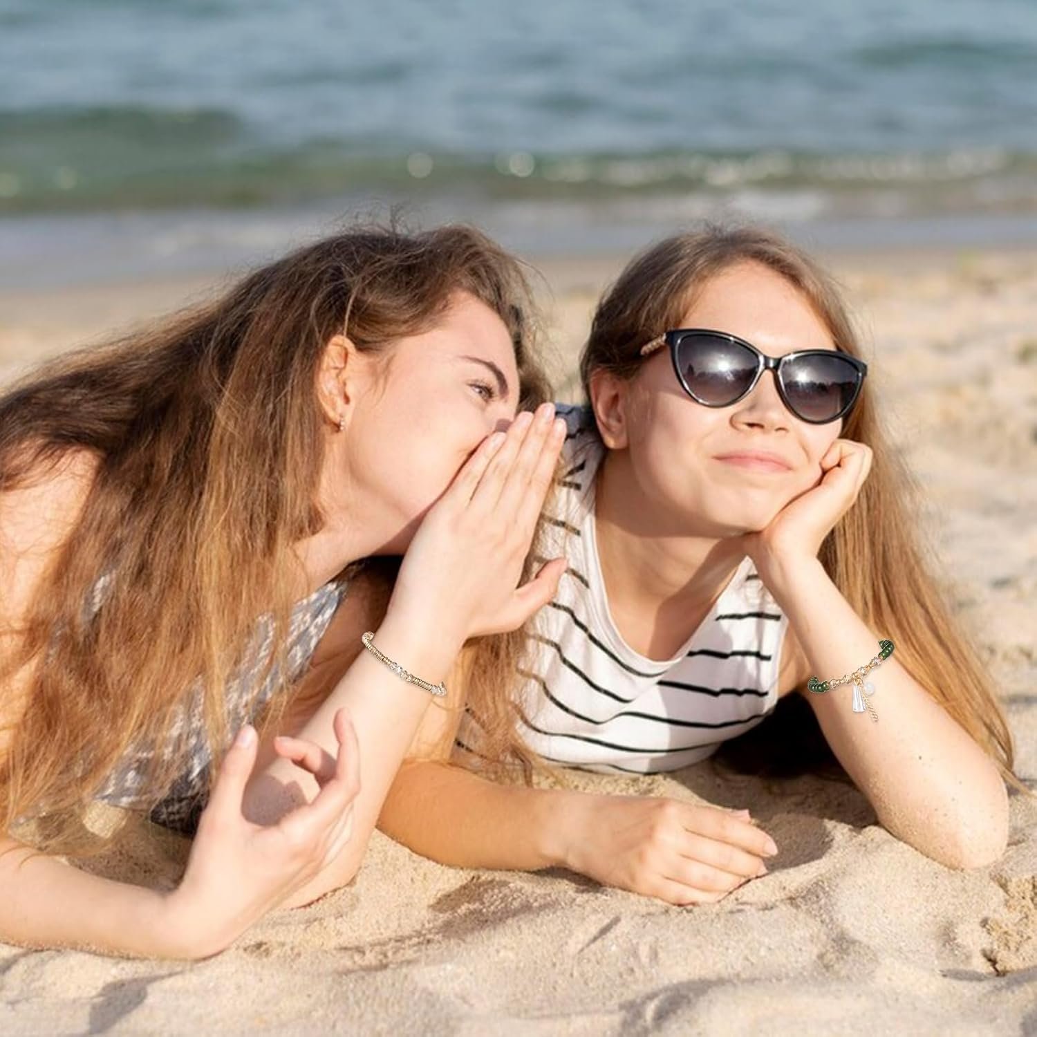 Bohemian Beaded Bracelets for Women 4 PCS Multilayer Stacked Stretch Bracelets Set with Crystal Stone Beads Vintage Charm Jewelry Boho Summer Beach Gift Adjustable Stackable Beaded Bracelet - Image 5