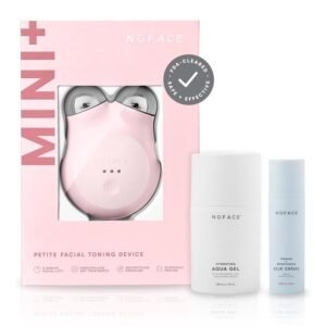 NuFACE MINI+ Microcurrent Facial Device Kit – FDA Cleared Face Sculpting & Skin Tightening Device to Contour, Lift & Tone + Microcurrent Gel Activator & Silk Creme – Sandy Rose