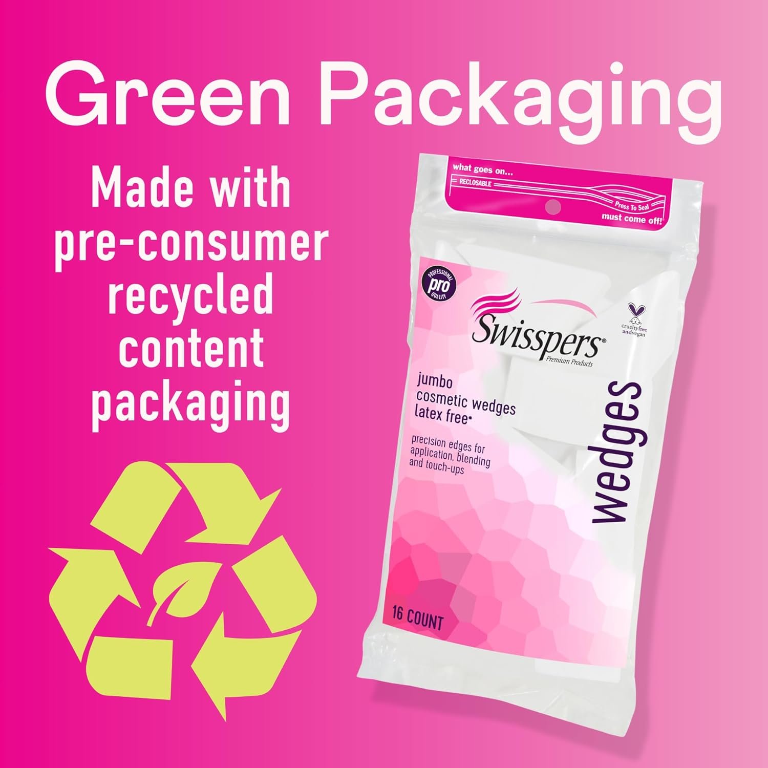 Swisspers Premium Pro Cosmetic Wedges, Latex-Free Makeup Wedge, Jumbo Size, 16 Count Bag - Image 6