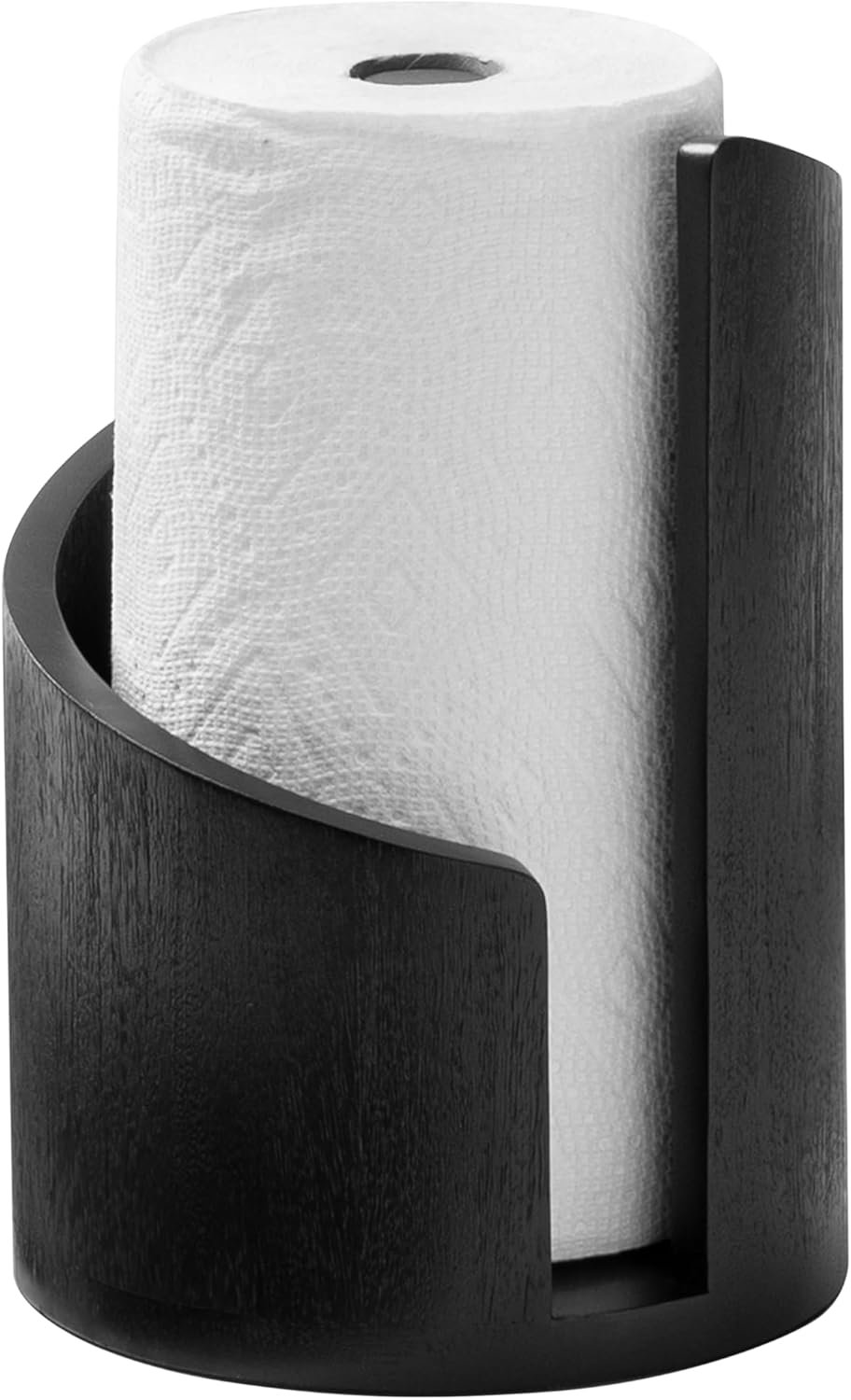 Anji Mountain Paper Towel Holder Countertop with Mango Wood Round Base and Iron Holder,Holder Stand for Kitchen Roll Organize,Wooden Paper Towel Holder for Kitchen Dining Table Home Decor - Image 2