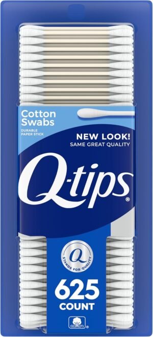 Q-tips Cotton Swabs For Hygiene and Beauty Care Original Cotton Swab Made With 100% Cotton 625 Count, WHITE