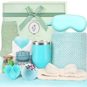 Birthday Gifts for Women, Mother’s Day Gift Basket, Ocean Relaxing Spa Gifts Basket Care Package / Luxury Coral Towel, Unique Self Care Gifts Get Well Soon Gifts Idea for Mom Her Friends Sister Wife