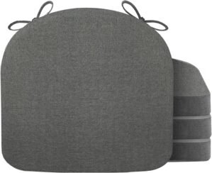 Chair Cushions for Dining Chair Seat Set of 4, Memory Foam Chair Pads Help You Relief from Sedentary Discomfort in The Office or Kitchen and Dining Rooms(17″ x 16″ x 2.5″, Dark Grey)