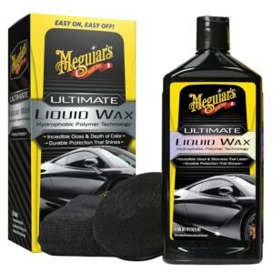 Meguiar’s Ultimate Liquid Wax, Improved Liquid Car Wax Formula for Durable Protection that Shines, Premium Towel and Applicator Pad Car Accessories Included, 16 Oz Bottle