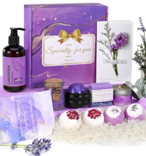 Luxury Bath Gift Set for Women, 12 Pcs Relaxing Lavender Spa Gifts for Women, Self Care Gifts For Mom Wife Girlfriend Sister – Happy Birthday, Christmas, Valentine’s Day, Mothers Day Gifts