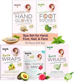 SpaLife Pink 10 Piece Spa Gift Set – Korean Skin Care Set with Travel Size Face, Hand, Foot & Nail Products – Skincare Bundle for Women