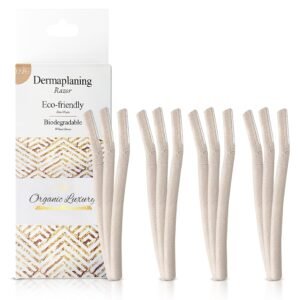 Dermaplane Face Razor Tool – Biodegradable- Swedish Stainless Steel-For exfoliation and Hair removal- Men and Woman -12 pc. Organic Luxury