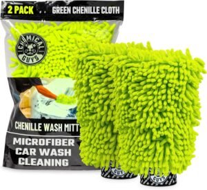 Chemical Guys MIC49302 Chenille Premium Scratch-Free Microfiber Wash Mitt, Lime Green, 9.6″ x 2.3″ x 7″ (2 Pack)