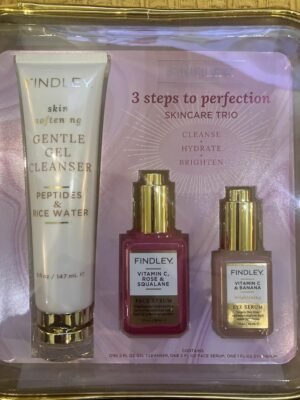3-Step Perfection Skincare Set with Gentle Cleanser, Vitamin C Serum, Rose Banana Extract, Premium Beauty Gift Collection