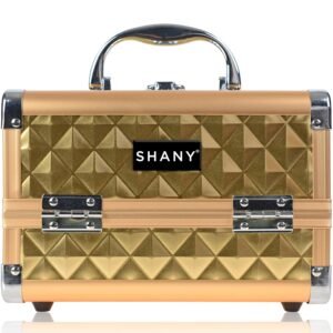 SHANY Chic Makeup Train Case Cosmetic Box Portable Makeup Case Cosmetics Beauty Organizer Jewelry storage with Locks, Multi trays Makeup Storage Box with Makeup Mirror – Golden House