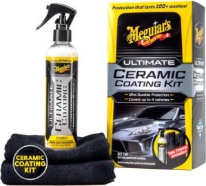 Meguiar’s Ultimate Ceramic Coating Kit – Premium Kit for Cars Delivers Ultra-Durable Ceramic Protection with High Water Beading Action, Increased Gloss and Slickness, and Premium Microfiber Towels
