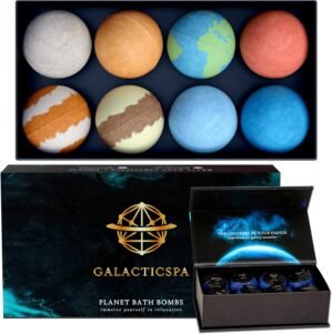 Bath Bombs Rich in Essential Oil and Shea Butter / 8 x 2.12 Ounces Handmade Planet Themed Bubble Bath Fizzer/Luxury Bath Bomb Set/Non-Staining, Vegan, Cruelty-Free/Perfect Spa Gift for Men and Women