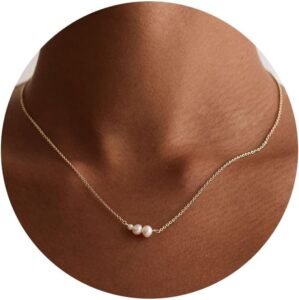 Gold Pearl Necklaces for Women Trendy 14k Gold Plated Dainty Necklace Simple Pearl Drop Single Charm Pendant Necklace Women’s Jewelry Best Friend Birthday Gifts Gold Jewelry for Women