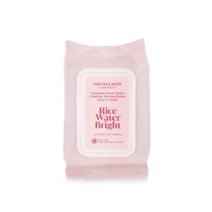 The Face Shop Rice Water Bright Makeup Remover Wipes for Face with Rice Extract, Brightening, Moisturizing, Infused with Cleansing Milk, Vegan Disposable Cleansing Facial Wipes, Korean Skin Care